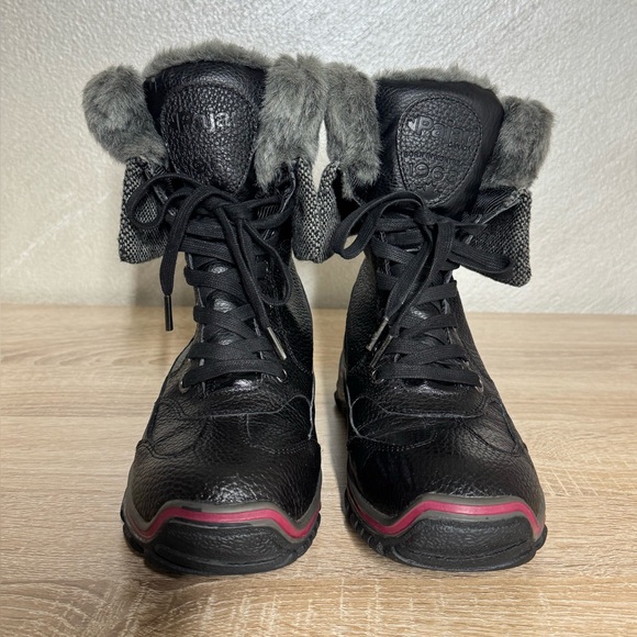 Pajar Canada Women 7-7.5 Alice Waterproof Winter Boots Black Tumbled Leather - Picture 2 of 14